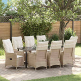vidaXL Tuin Eettafel Set met kussen 3 pcs Zwart poly rattan