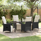vidaXL Tuin Eettafel Set met kussen 3 pcs Zwart poly rattan