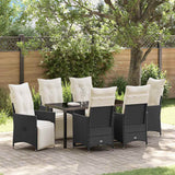 vidaXL Tuin Eettafel Set met kussen 3 pcs Zwart poly rattan