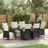 vidaXL Tuin Eettafel Set met kussen 3 pcs Zwart poly rattan
