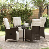 vidaXL Tuin Eettafel Set met kussen 3 pcs Zwart poly rattan