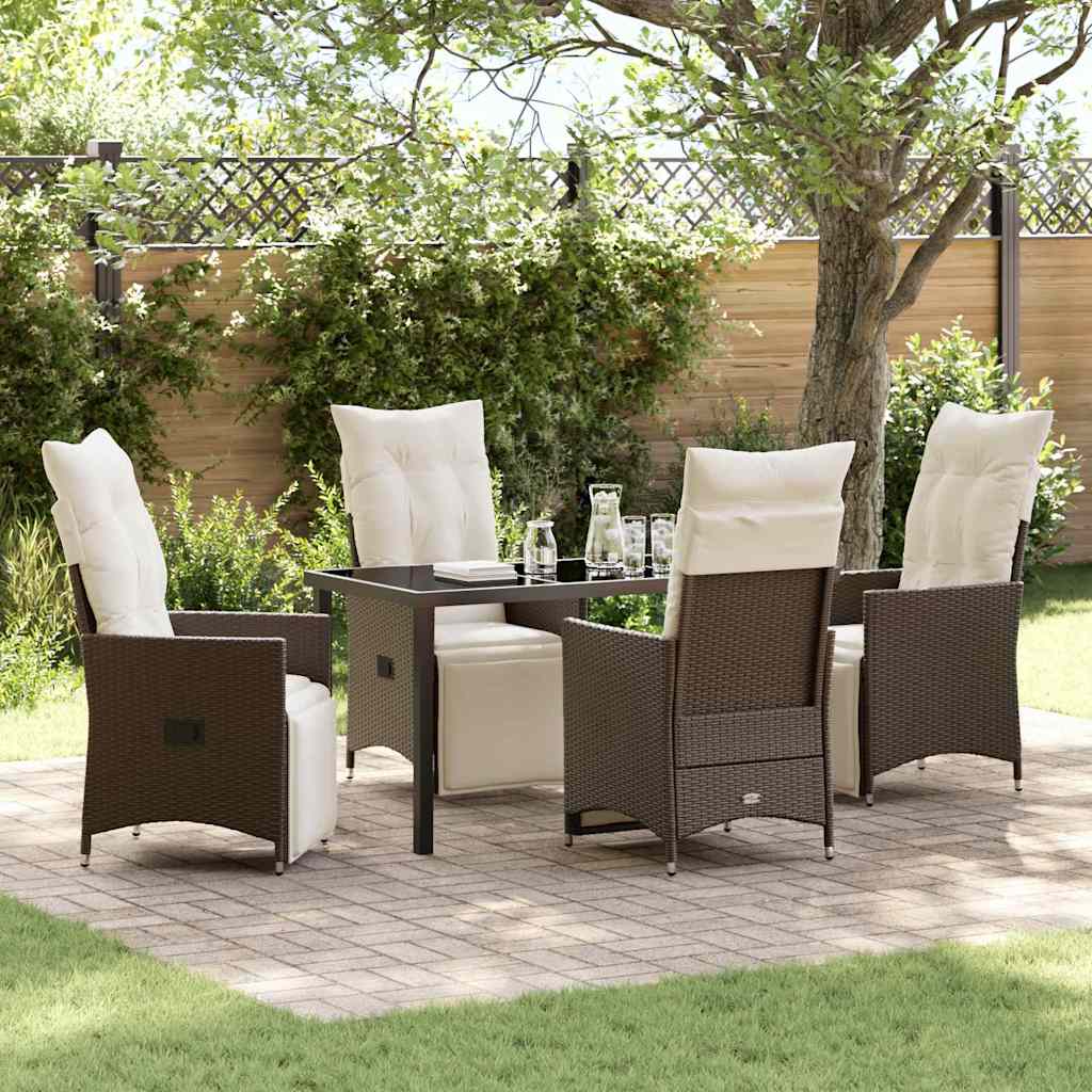 vidaXL Tuin Eettafel Set met kussen 3 pcs Zwart poly rattan