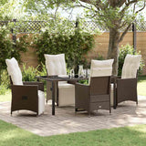 vidaXL Tuin Eettafel Set met kussen 3 pcs Zwart poly rattan