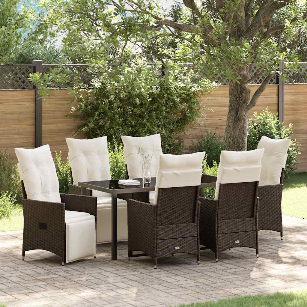 vidaXL Tuin Eettafel Set met kussen 3 pcs Zwart poly rattan