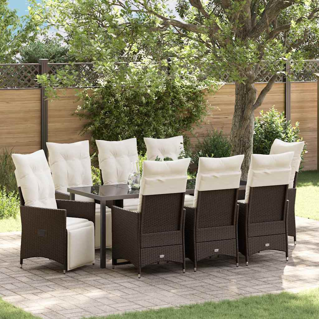 vidaXL Tuin Eettafel Set met kussen 3 pcs Zwart poly rattan