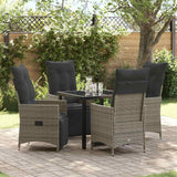 vidaXL Tuin Eettafel Set met kussen 3 pcs Zwart poly rattan