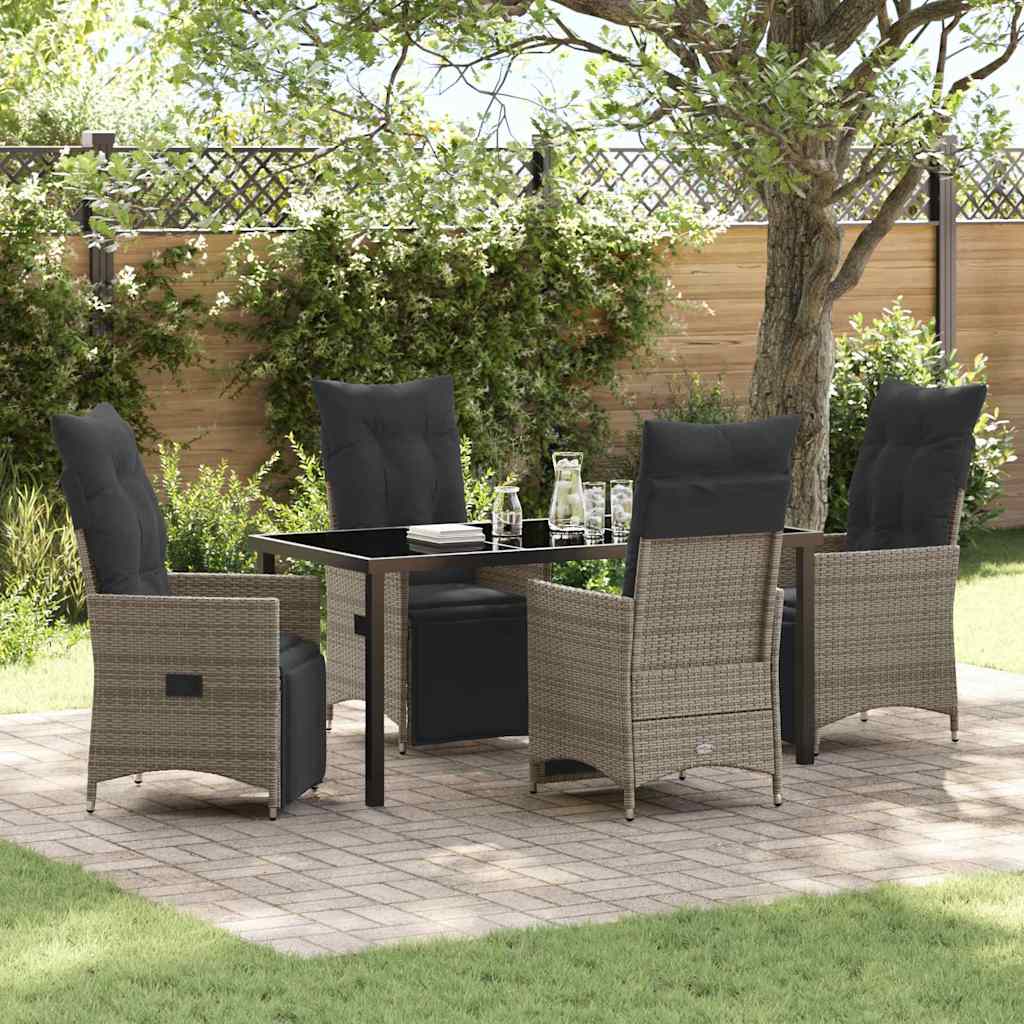 vidaXL Tuin Eettafel Set met kussen 3 pcs Zwart poly rattan