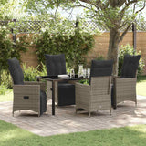 vidaXL Tuin Eettafel Set met kussen 3 pcs Zwart poly rattan