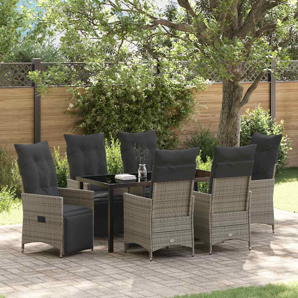 vidaXL Tuin Eettafel Set met kussen 3 pcs Zwart poly rattan
