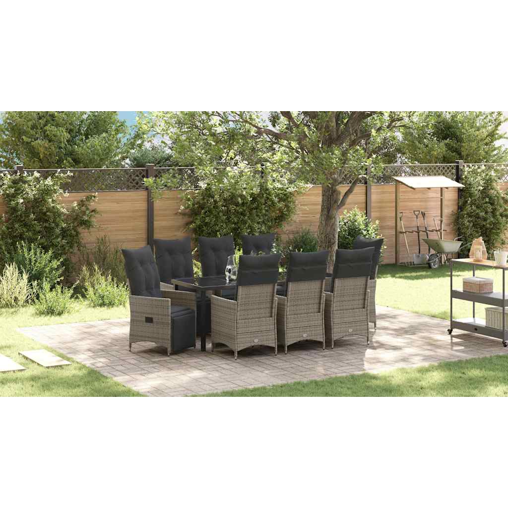 vidaXL Tuin Eettafel Set met kussen 3 pcs Zwart poly rattan