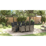vidaXL Tuin Eettafel Set met kussen 3 pcs Zwart poly rattan