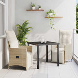 vidaXL Tuin Eettafel Set met kussen 3 pcs Zwart poly rattan