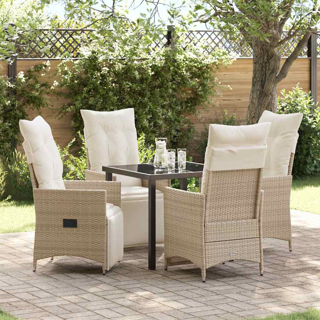 vidaXL Tuin Eettafel Set met kussen 3 pcs Zwart poly rattan