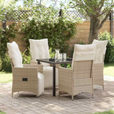 vidaXL Tuin Eettafel Set met kussen 3 pcs Zwart poly rattan