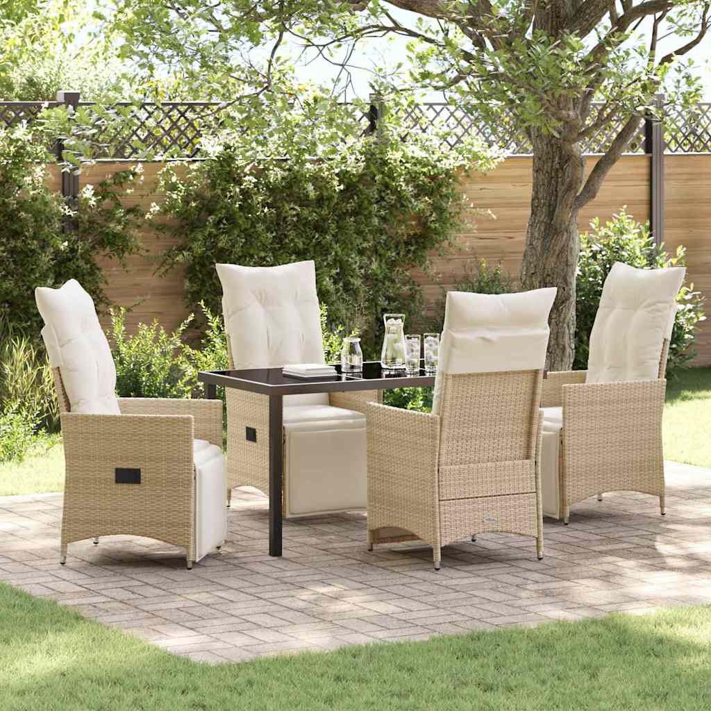 vidaXL Tuin Eettafel Set met kussen 3 pcs Zwart poly rattan
