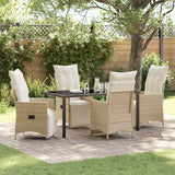 vidaXL Tuin Eettafel Set met kussen 3 pcs Zwart poly rattan