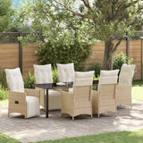 vidaXL Tuin Eettafel Set met kussen 3 pcs Zwart poly rattan