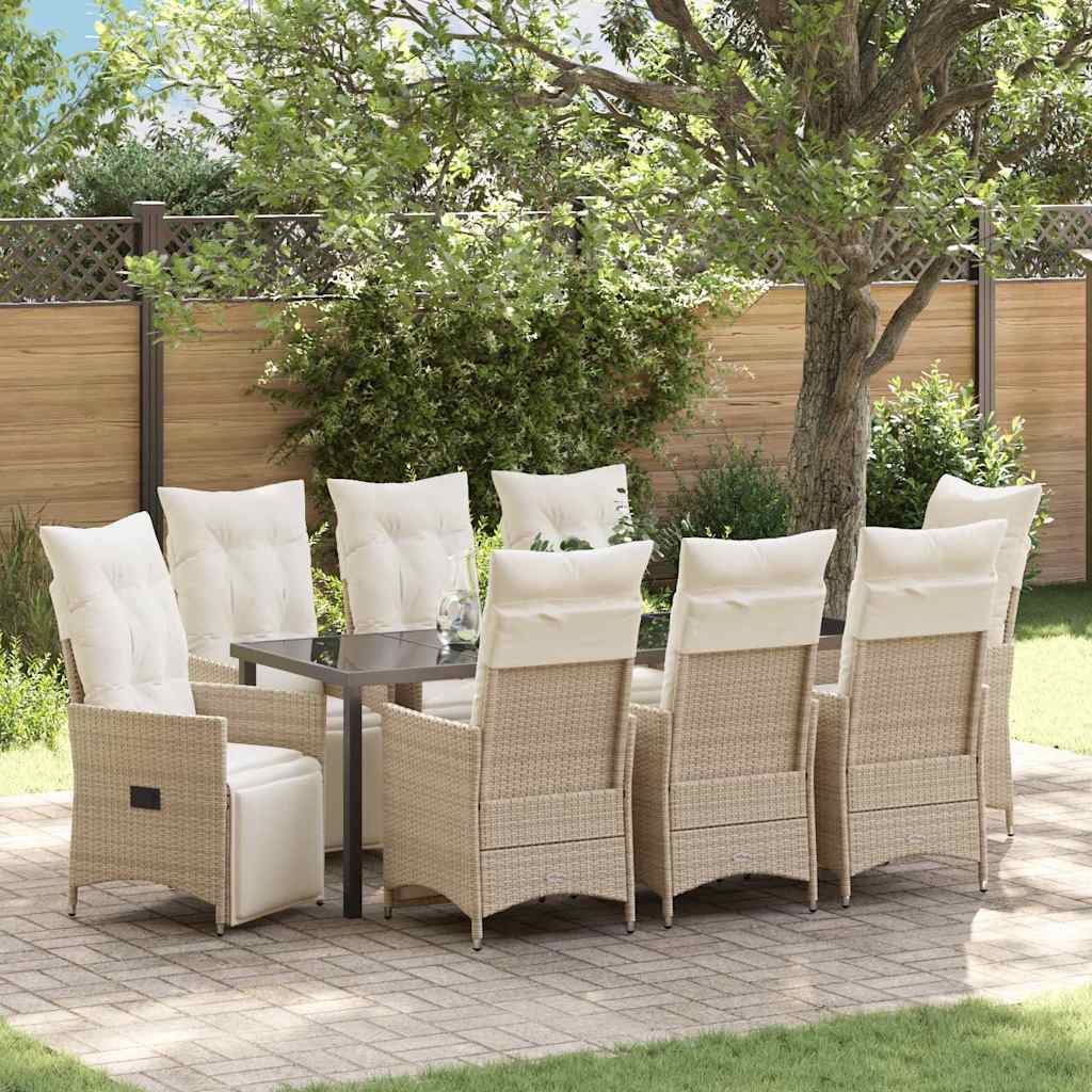vidaXL Tuin Eettafel Set met kussen 3 pcs Zwart poly rattan