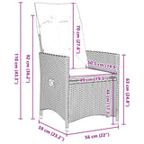 vidaXL Table and Chairs Set with Cushion 3 pcs Grey PE Rattan