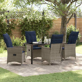 vidaXL Table and Chairs Set with Cushion 3 pcs Grey PE Rattan