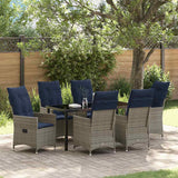 vidaXL Table and Chairs Set with Cushion 3 pcs Grey PE Rattan