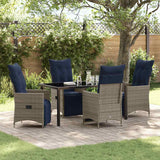 vidaXL Table and Chairs Set with Cushion 3 pcs Grey PE Rattan