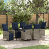 vidaXL Table and Chairs Set with Cushion 3 pcs Grey PE Rattan