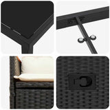 vidaXL Tuin Eettafel Set met kussen 3 pcs Zwart poly rattan