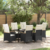 vidaXL Tuin Eettafel Set met kussen 3 pcs Zwart poly rattan