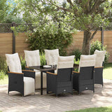 vidaXL Tuin Eettafel Set met kussen 3 pcs Zwart poly rattan
