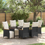 vidaXL Tuin Eettafel Set met kussen 3 pcs Zwart poly rattan