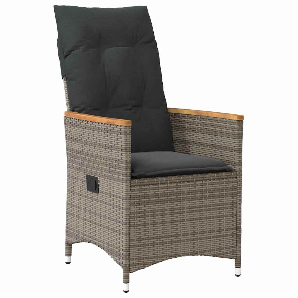 vidaXL Tuin Eettafel Set met kussen 3 pcs Grijs poly rattan