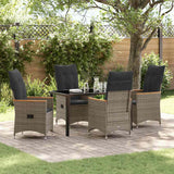 vidaXL Tuin Eettafel Set met kussen 3 pcs Grijs poly rattan