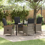 vidaXL Tuin Eettafel Set met kussen 3 pcs Grijs poly rattan
