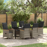 vidaXL Tuin Eettafel Set met kussen 3 pcs Grijs poly rattan