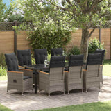 vidaXL Tuin Eettafel Set met kussen 3 pcs Grijs poly rattan