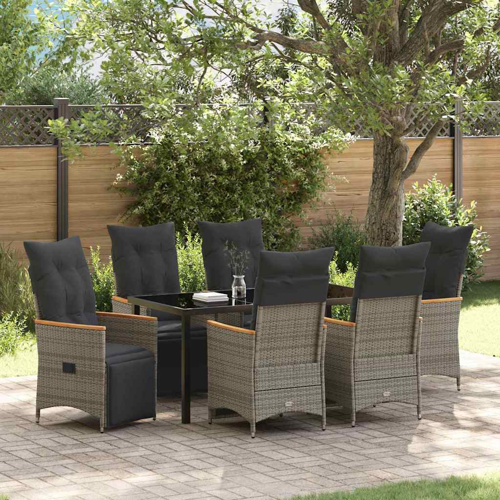 vidaXL Tuin Eettafel Set met kussen 3 pcs Grijs poly rattan