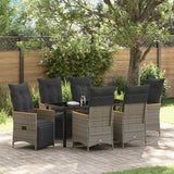 vidaXL Tuin Eettafel Set met kussen 3 pcs Grijs poly rattan