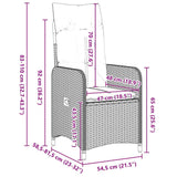vidaXL Tuin Eettafel Set met kussen 3 pcs Zwart poly rattan