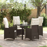 vidaXL Tuin Eettafel Set met kussen 3 pcs Zwart poly rattan