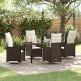 vidaXL Tuin Eettafel Set met kussen 3 pcs Zwart poly rattan