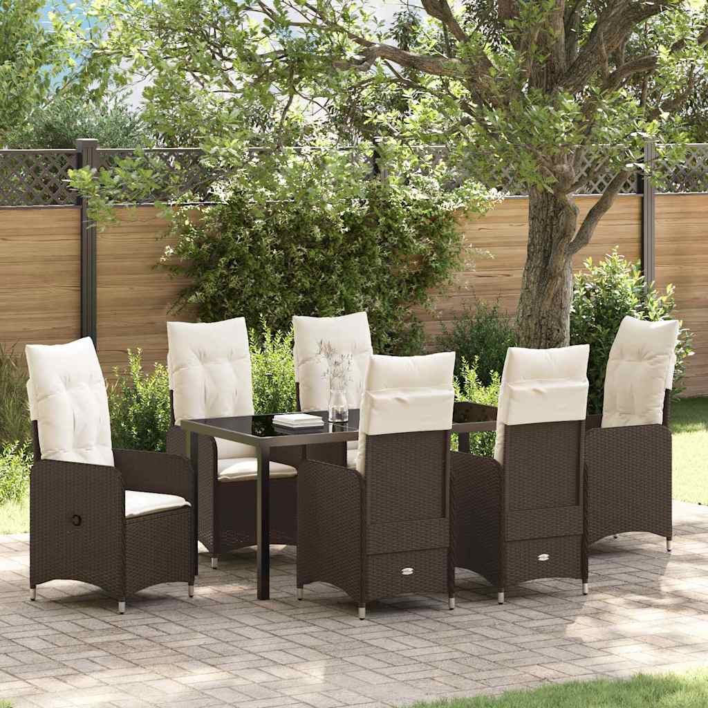 vidaXL Tuin Eettafel Set met kussen 3 pcs Zwart poly rattan