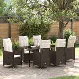 vidaXL Tuin Eettafel Set met kussen 3 pcs Zwart poly rattan