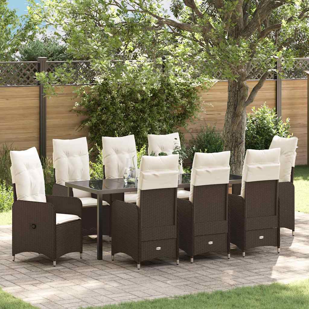 vidaXL Tuin Eettafel Set met kussen 3 pcs Zwart poly rattan
