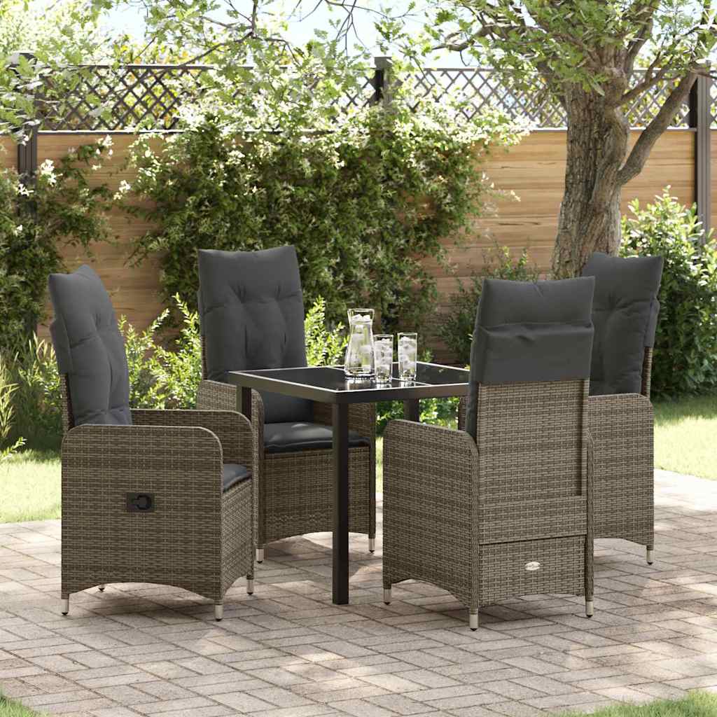 vidaXL Tuin Eettafel Set met kussen 3 pcs Zwart poly rattan