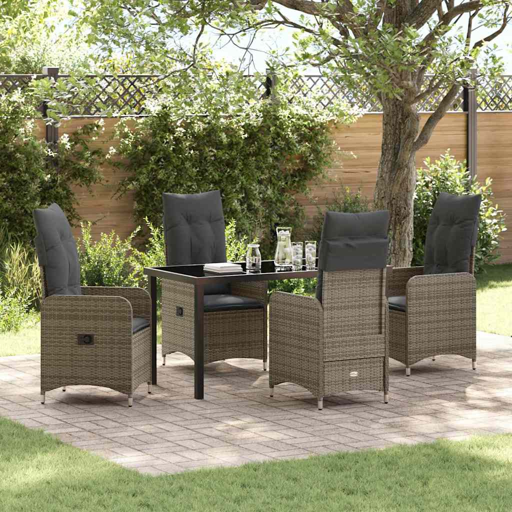 vidaXL Tuin Eettafel Set met kussen 3 pcs Zwart poly rattan