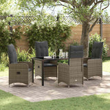 vidaXL Tuin Eettafel Set met kussen 3 pcs Zwart poly rattan