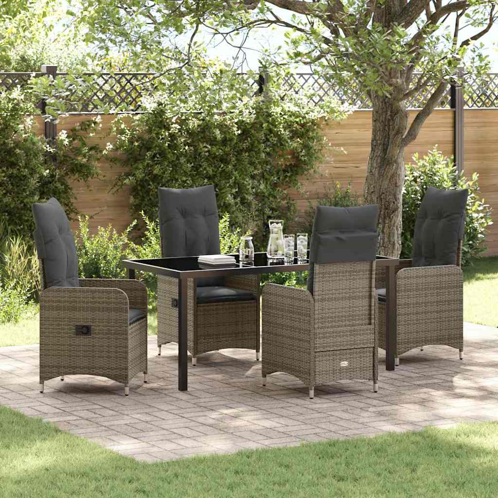 vidaXL Tuin Eettafel Set met kussen 3 pcs Zwart poly rattan