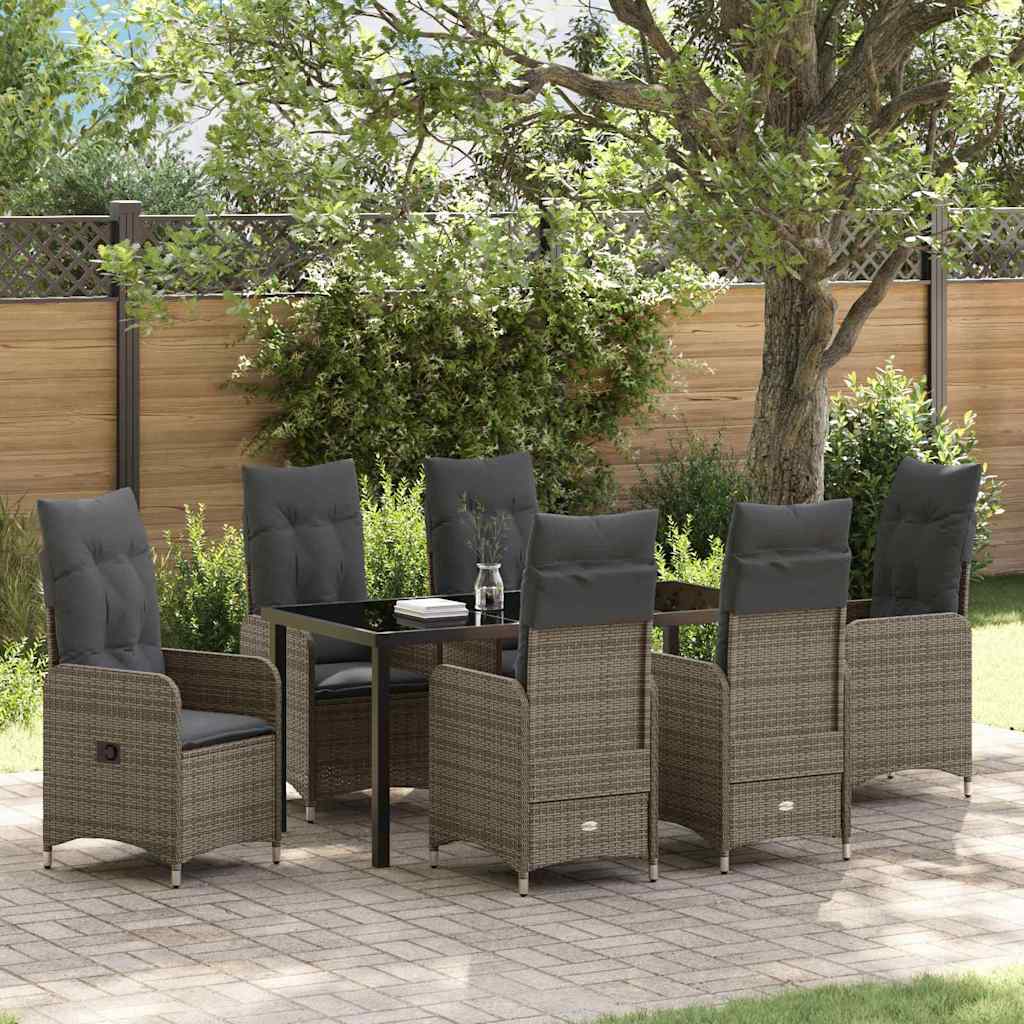 vidaXL Tuin Eettafel Set met kussen 3 pcs Zwart poly rattan