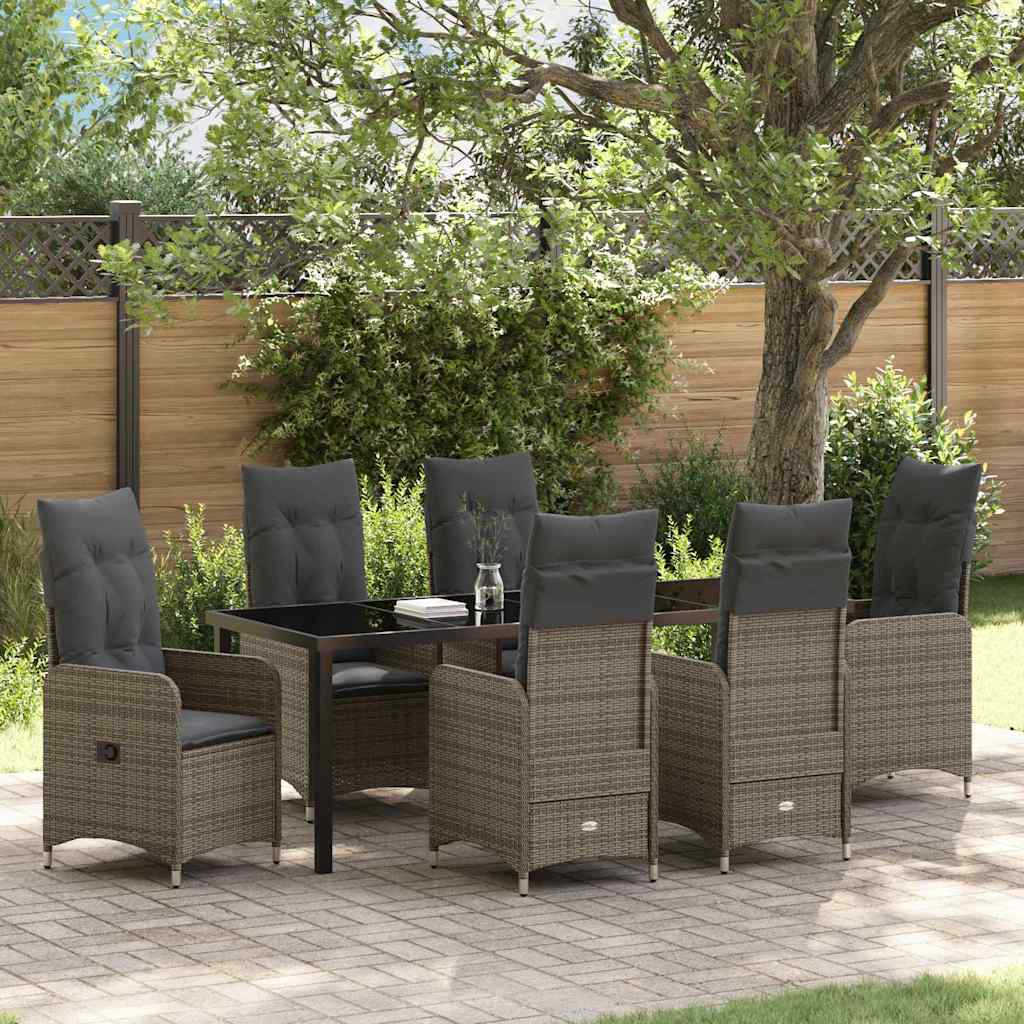 vidaXL Tuin Eettafel Set met kussen 3 pcs Zwart poly rattan